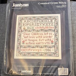 Janlynn True Charity Counted Cross Stitch Sampler Kit - 24-13 sealed
